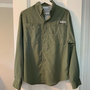 Men’s Columbia PFG Long-sleeved Shirt, Dark Green